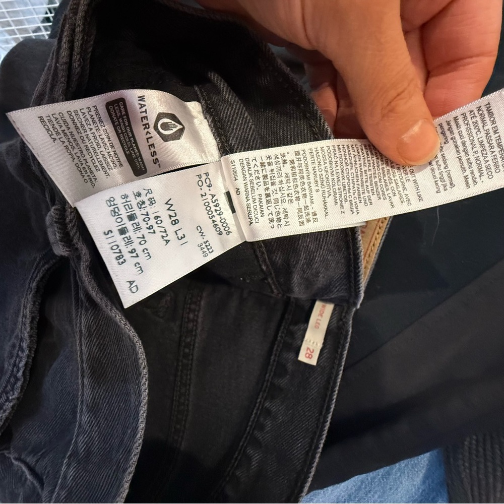 Levi’s 94 Baggy Wide Leg Jean in washed over exposure black size 28 - Picture 10 of 11